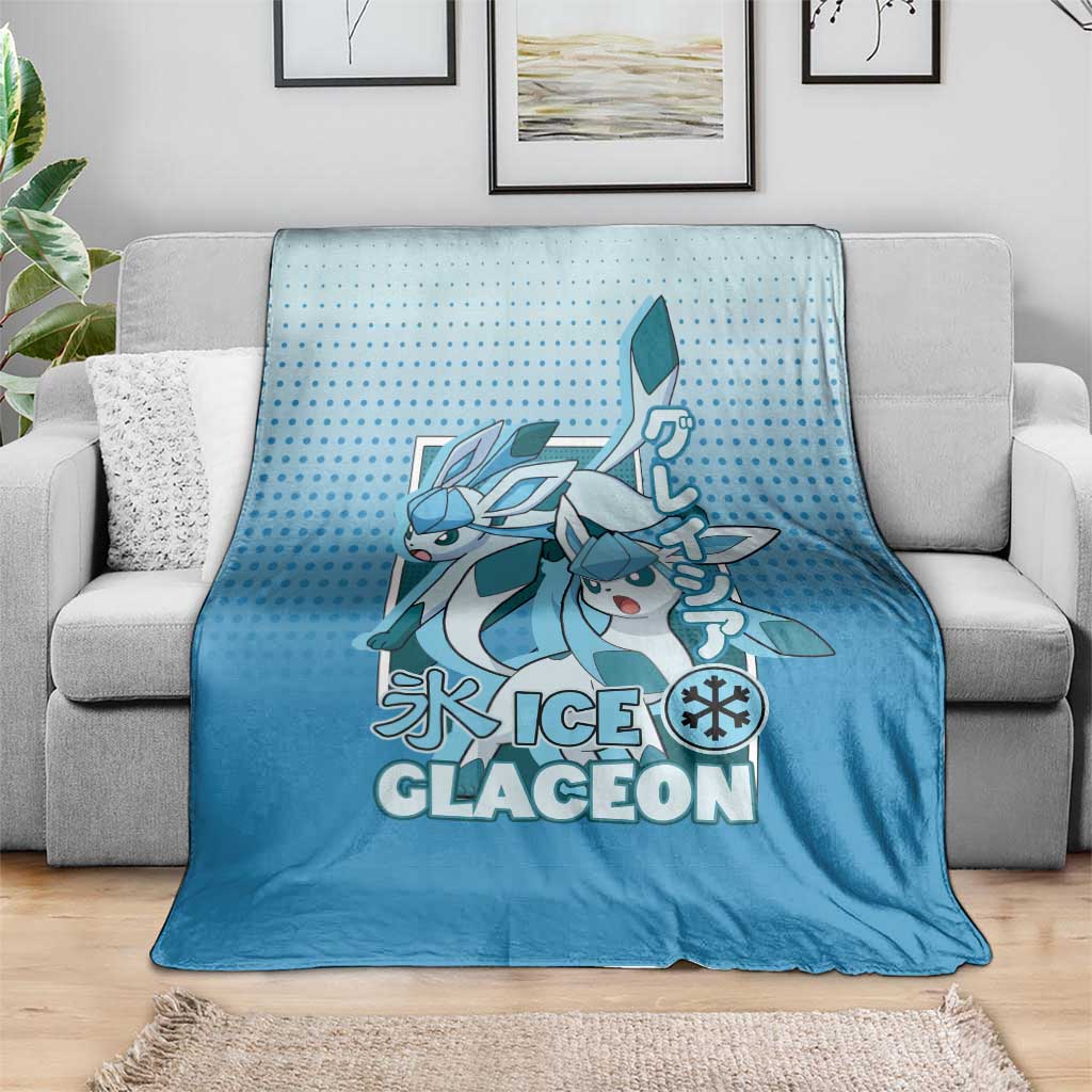 Glaceon from Poké Blanket with Ice Type Ability and Elegant Pose Design - The Mazicc