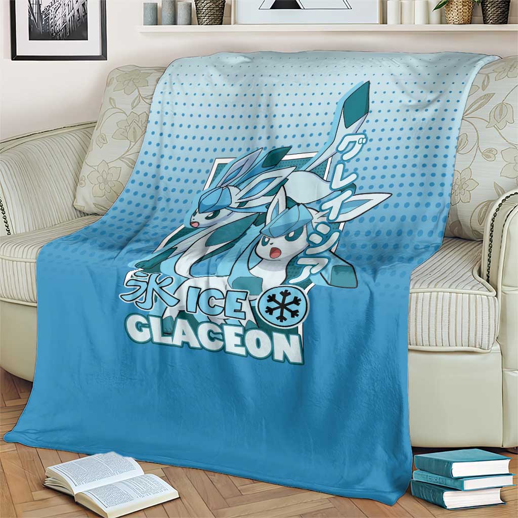 Glaceon from Poké Blanket with Ice Type Ability and Elegant Pose Design - The Mazicc