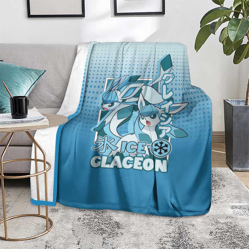 Glaceon from Poké Blanket with Ice Type Ability and Elegant Pose Design - The Mazicc