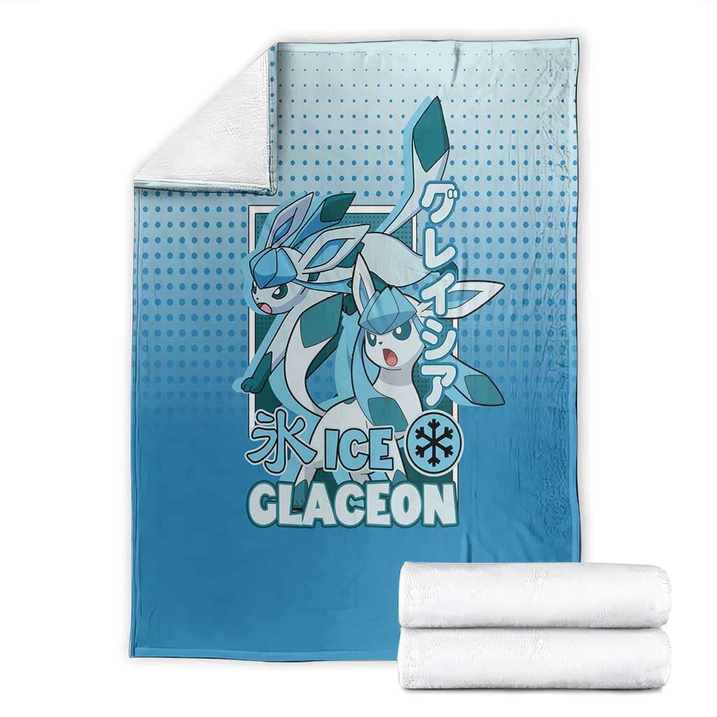 Glaceon from Poké Blanket with Ice Type Ability and Elegant Pose Design - The Mazicc