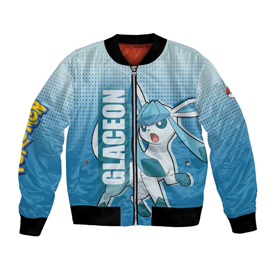 Glaceon from Poké Bomber Jacket with Ice Type Ability and Elegant Pose Design - The Mazicc