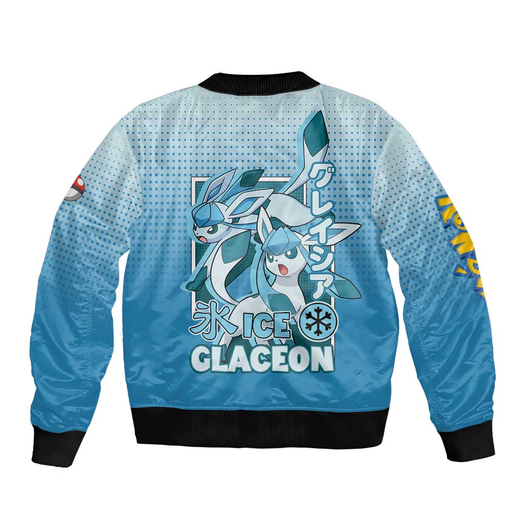 Glaceon from Poké Bomber Jacket with Ice Type Ability and Elegant Pose Design - The Mazicc