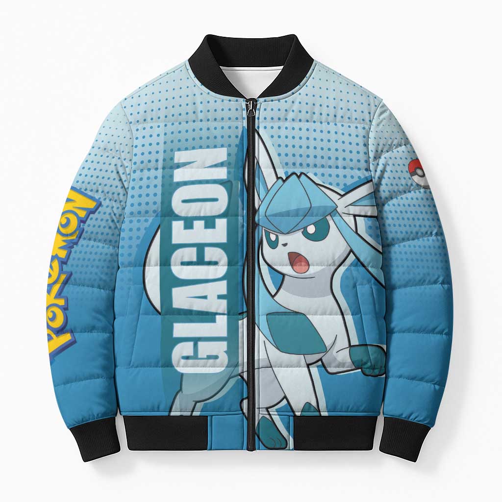 Glaceon from Poké Bomber Puffer Jacket with Ice Type Ability and Elegant Pose Design - The Mazicc