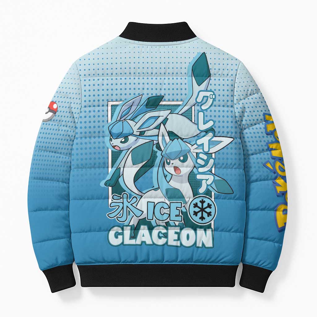 Glaceon from Poké Bomber Puffer Jacket with Ice Type Ability and Elegant Pose Design - The Mazicc