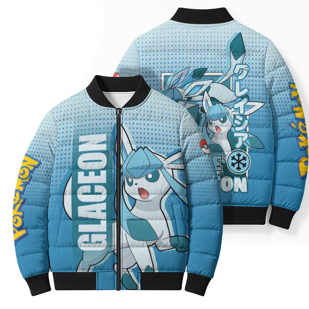 Glaceon from Poké Bomber Puffer Jacket with Ice Type Ability and Elegant Pose Design - The Mazicc