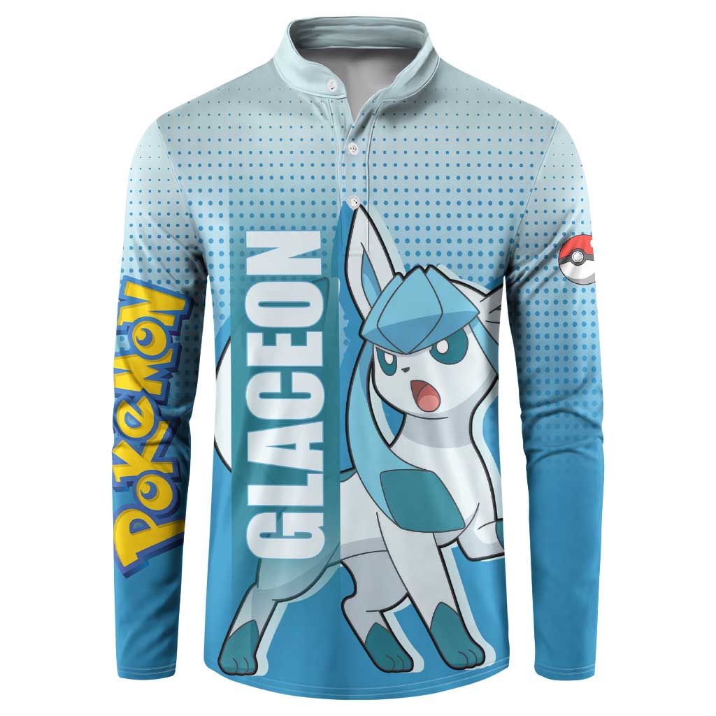 Glaceon from Poké Button Sweatshirt with Ice Type Ability and Elegant Pose Design - The Mazicc