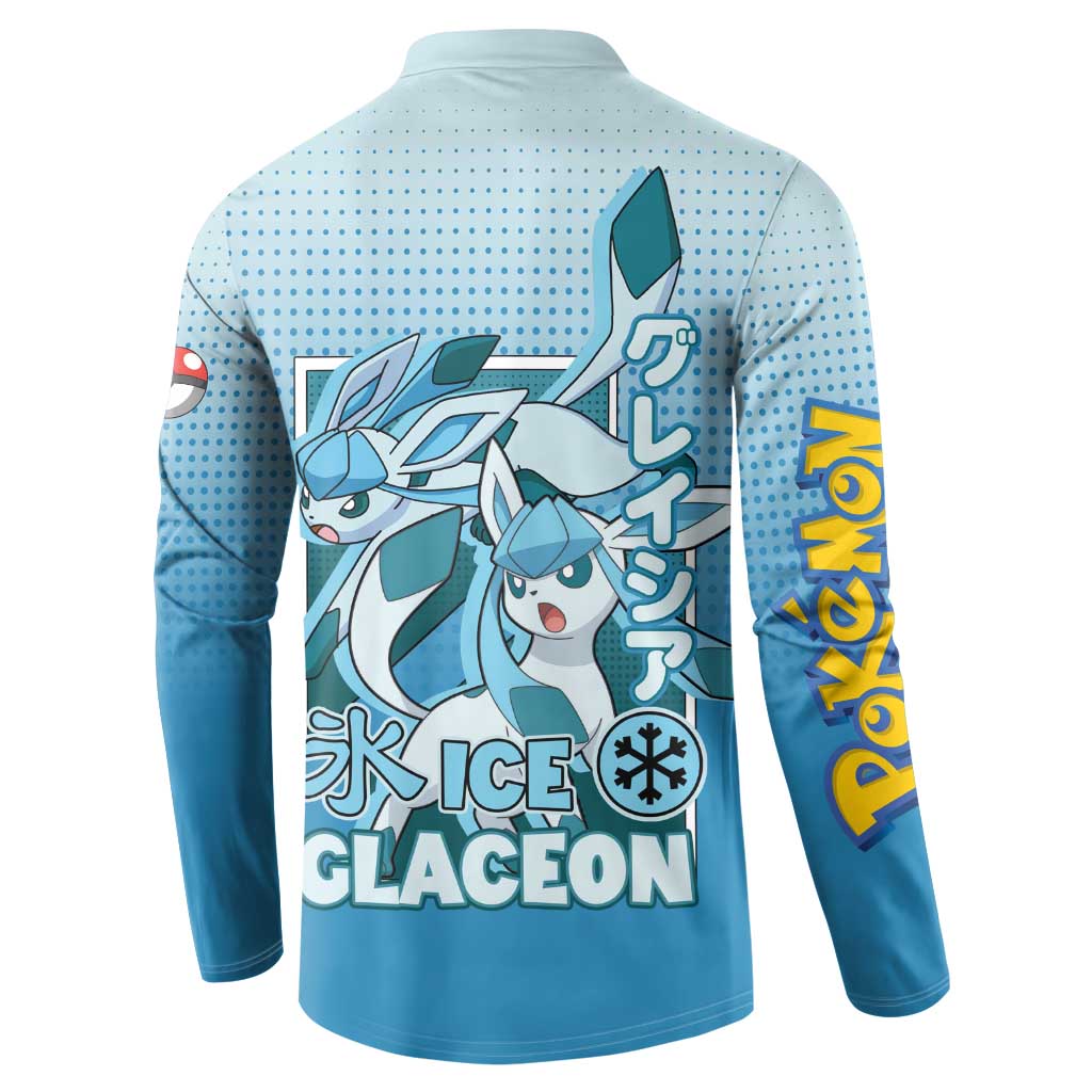 Glaceon from Poké Button Sweatshirt with Ice Type Ability and Elegant Pose Design - The Mazicc