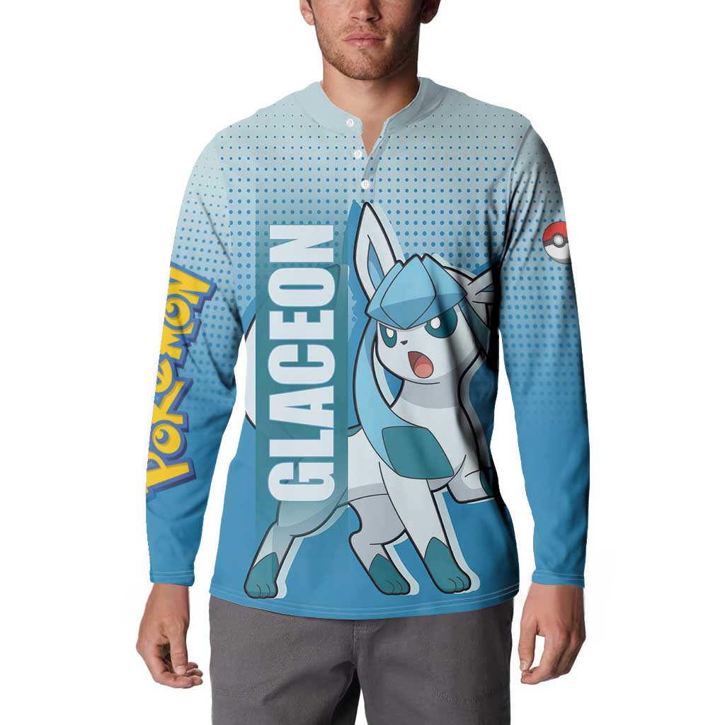 Glaceon from Poké Button Sweatshirt with Ice Type Ability and Elegant Pose Design - The Mazicc