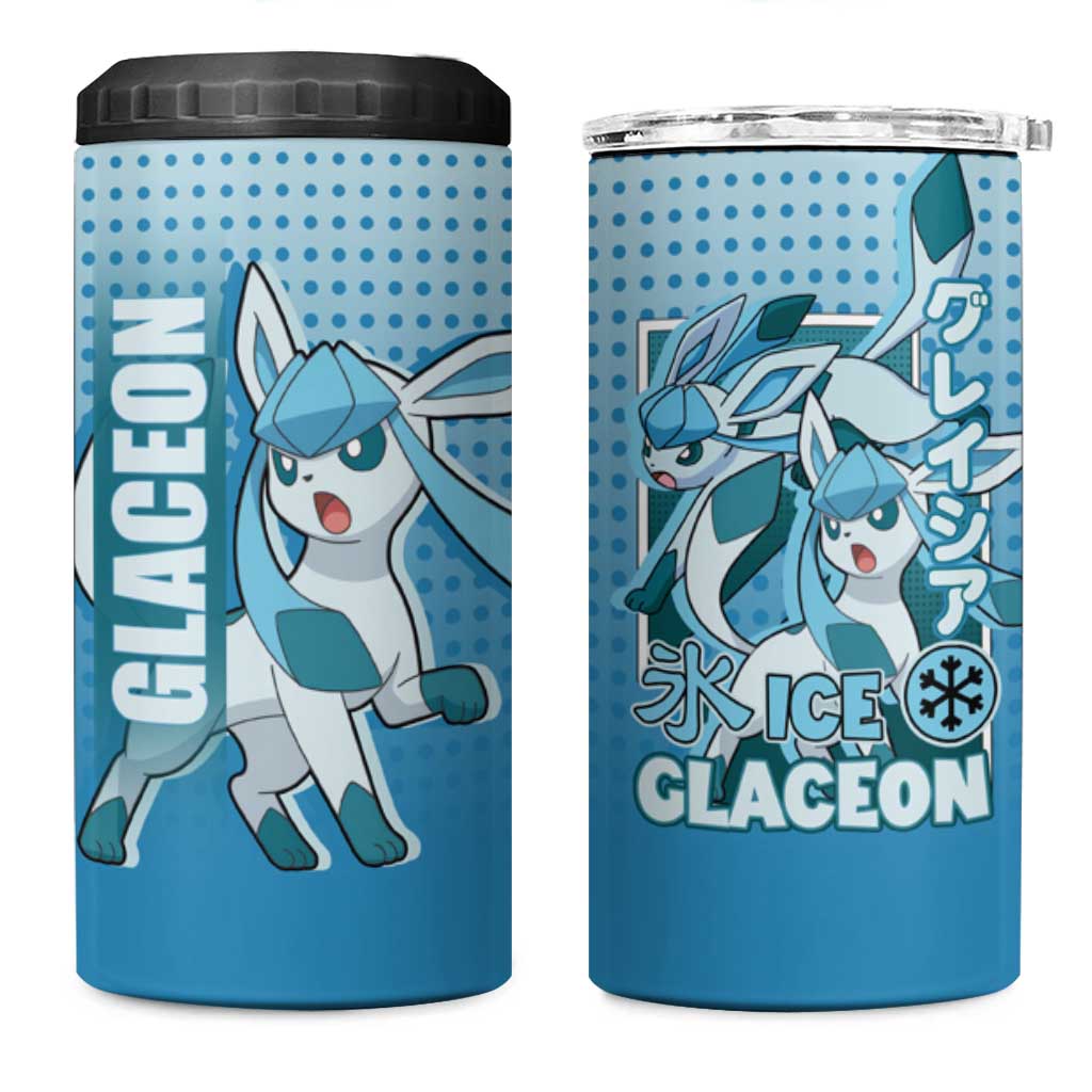 Glaceon from Poké 4 in 1 Can Cooler Tumbler with Ice Type Ability and Elegant Pose Design - The Mazicc