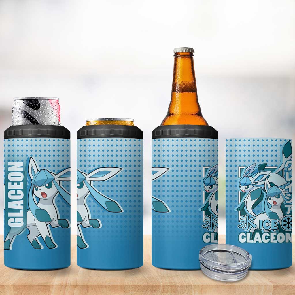 Glaceon from Poké 4 in 1 Can Cooler Tumbler with Ice Type Ability and Elegant Pose Design - The Mazicc