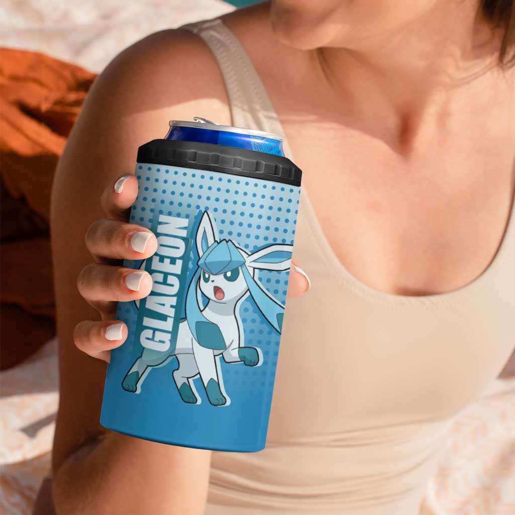 Glaceon from Poké 4 in 1 Can Cooler Tumbler with Ice Type Ability and Elegant Pose Design - The Mazicc