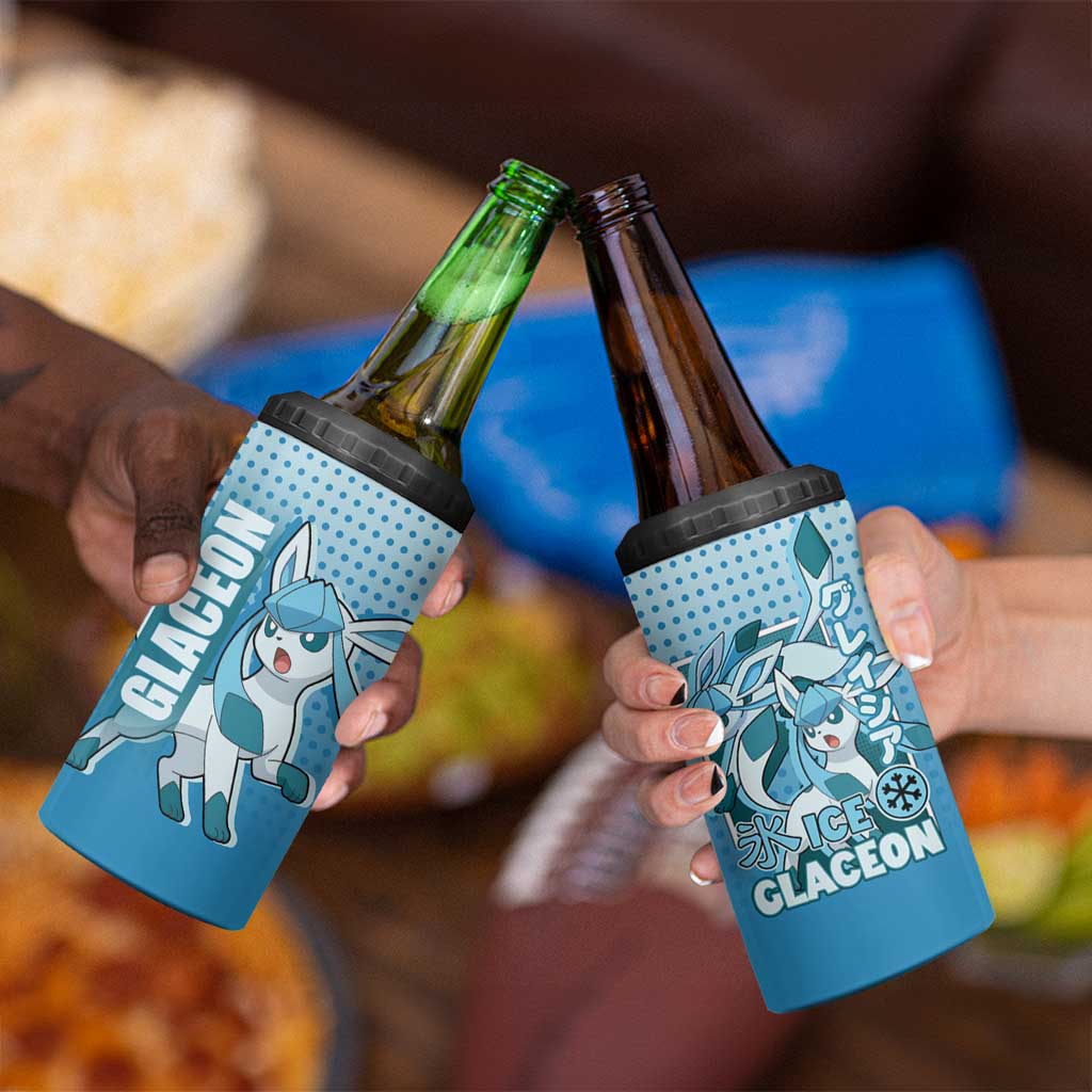 Glaceon from Poké 4 in 1 Can Cooler Tumbler with Ice Type Ability and Elegant Pose Design - The Mazicc
