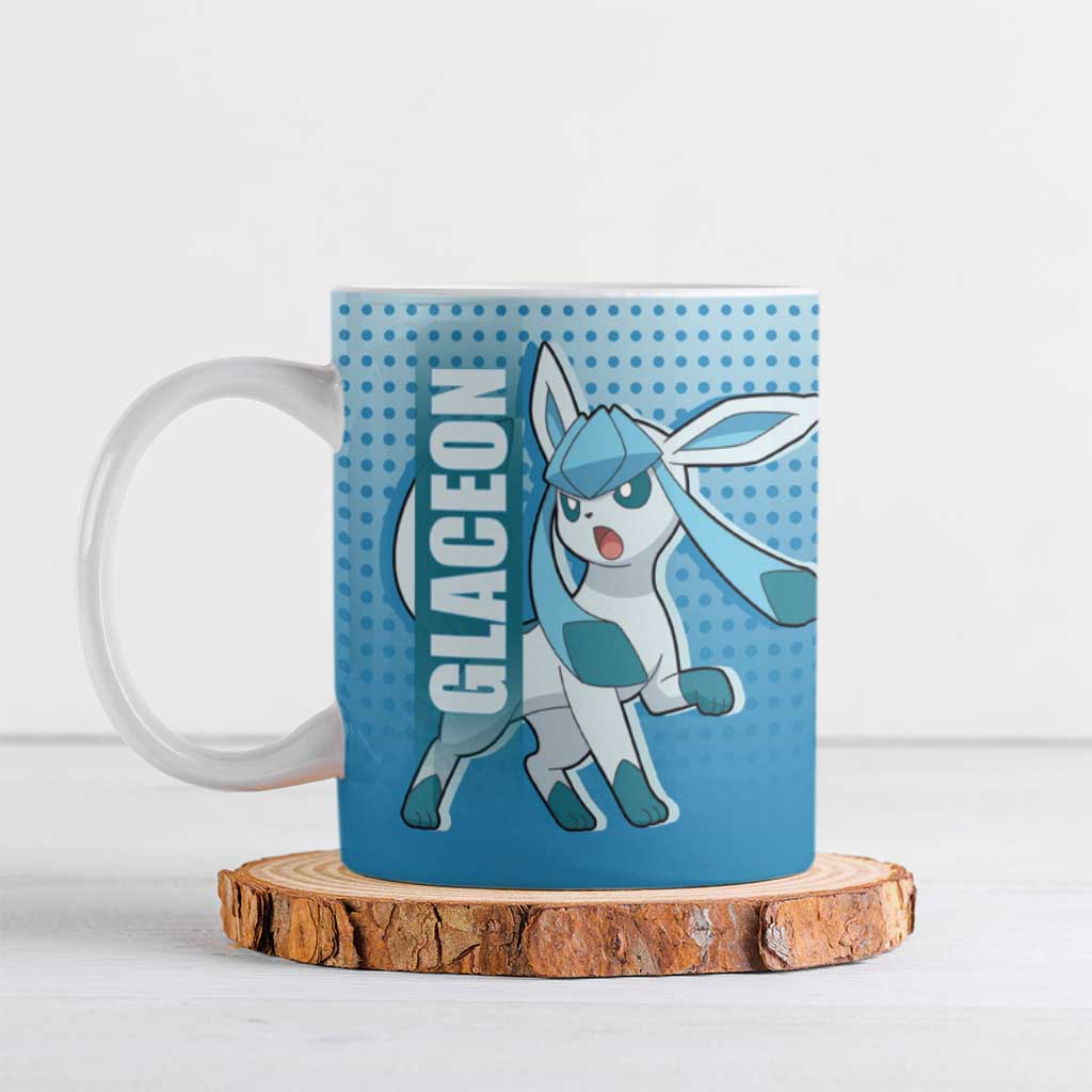 Glaceon from Poké Ceramic Mug with Ice Type Ability and Elegant Pose Design - The Mazicc
