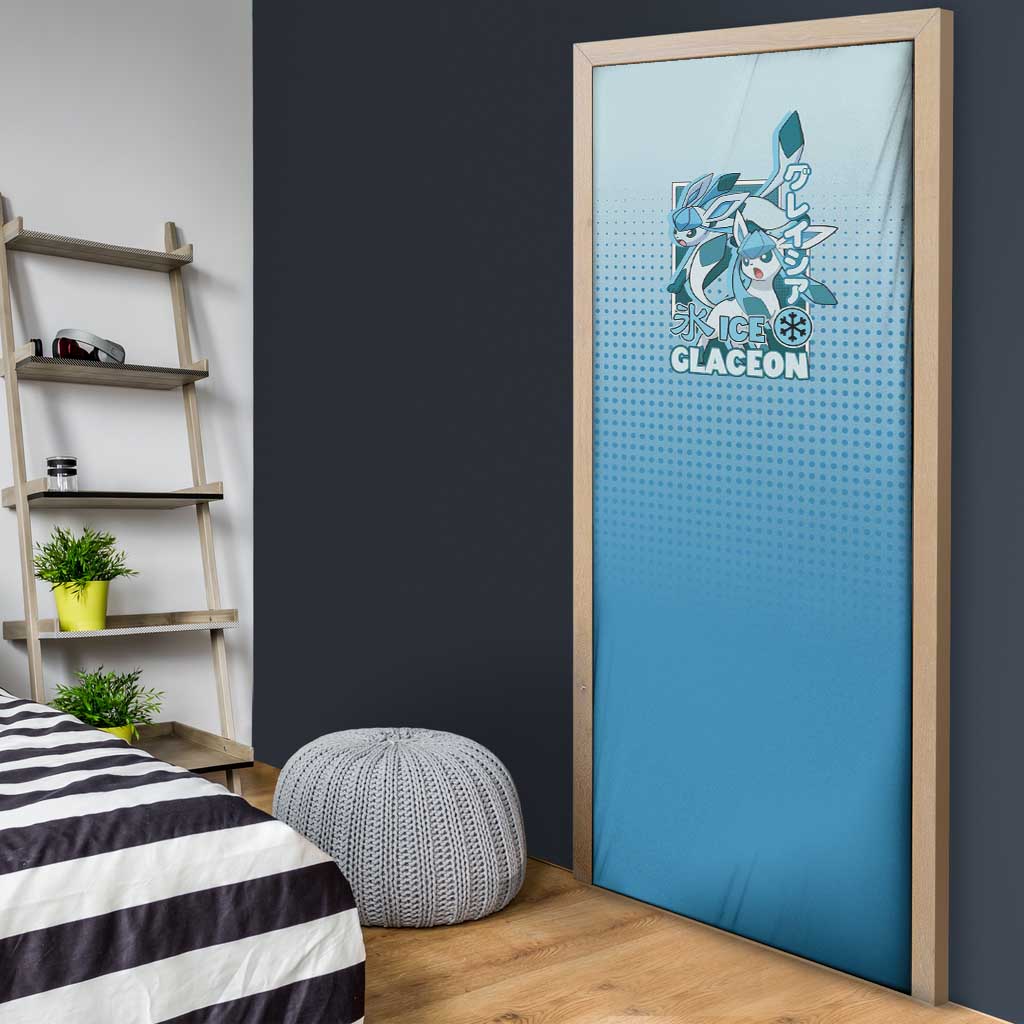 Glaceon from Poké Door Cover with Ice Type Ability and Elegant Pose Design - The Mazicc