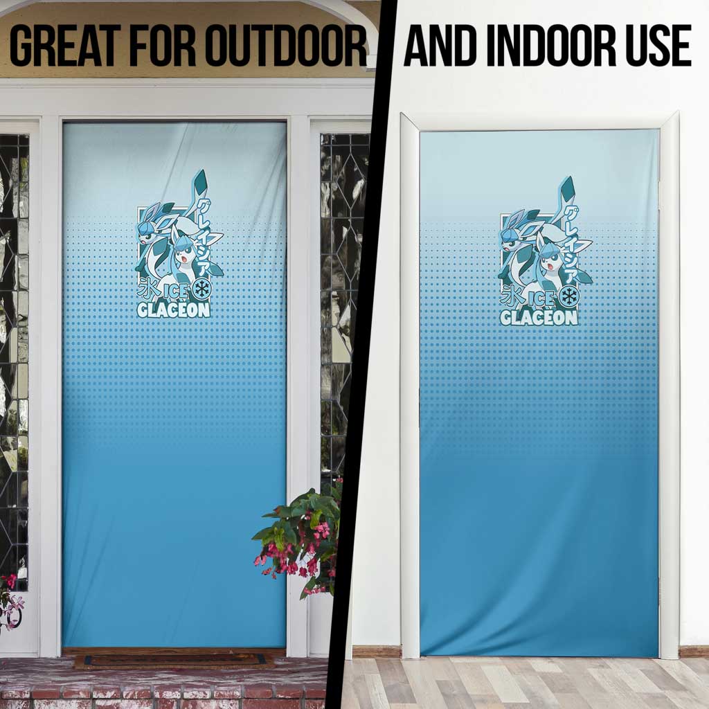 Glaceon from Poké Door Cover with Ice Type Ability and Elegant Pose Design - The Mazicc