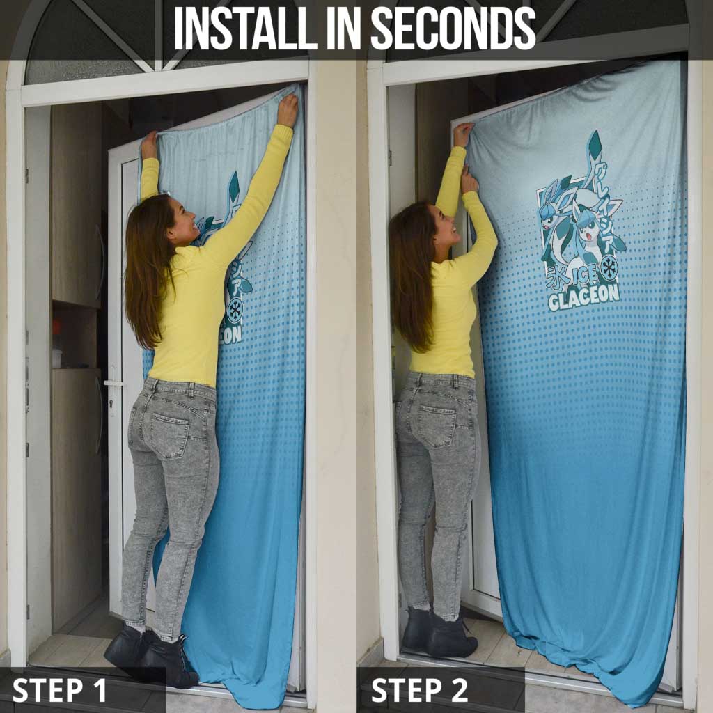 Glaceon from Poké Door Cover with Ice Type Ability and Elegant Pose Design - The Mazicc