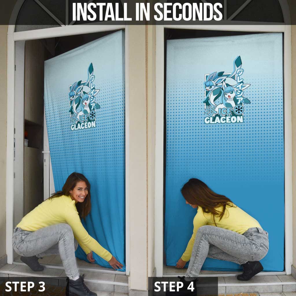 Glaceon from Poké Door Cover with Ice Type Ability and Elegant Pose Design - The Mazicc