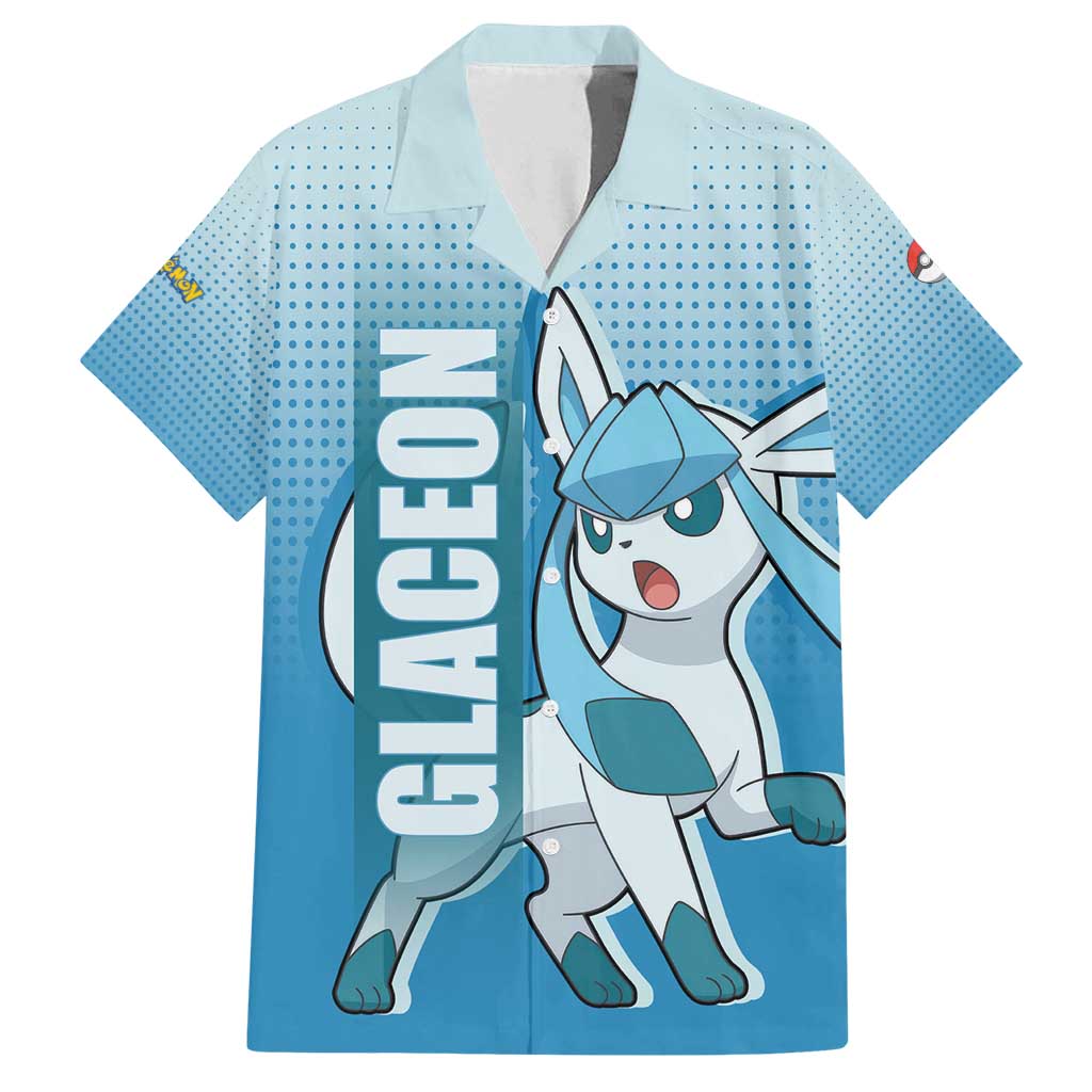Glaceon from Poké Family Matching Summer Maxi Dress and Hawaiian Shirt with Ice Type Ability and Elegant Pose Design - The Mazicc