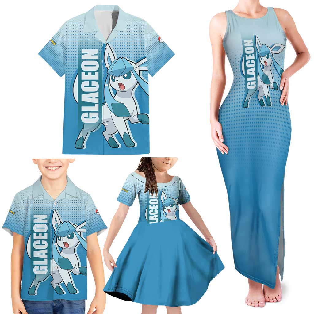 Glaceon from Poké Family Matching Tank Maxi Dress and Hawaiian Shirt with Ice Type Ability and Elegant Pose Design - The Mazicc
