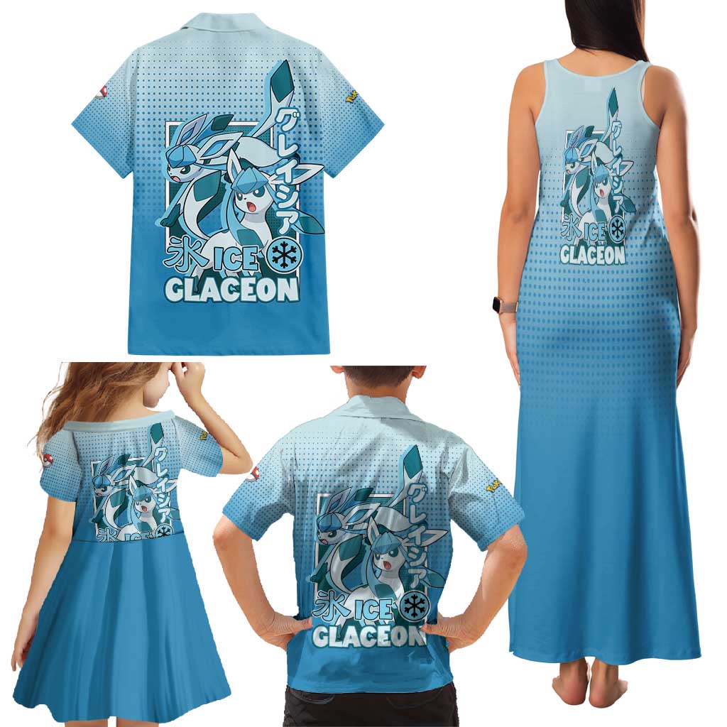 Glaceon from Poké Family Matching Tank Maxi Dress and Hawaiian Shirt with Ice Type Ability and Elegant Pose Design - The Mazicc