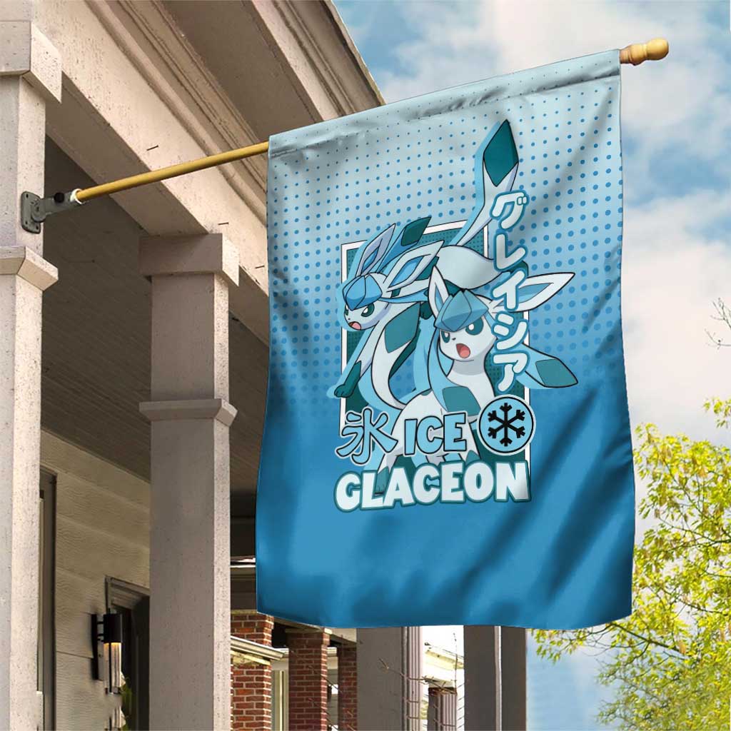 Glaceon from Poké Garden Flag with Ice Type Ability and Elegant Pose Design - The Mazicc