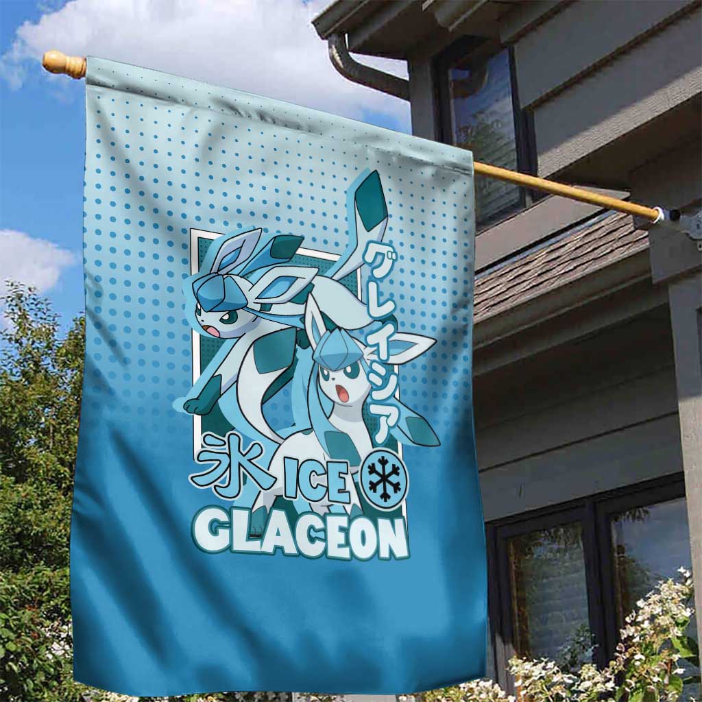 Glaceon from Poké Garden Flag with Ice Type Ability and Elegant Pose Design - The Mazicc