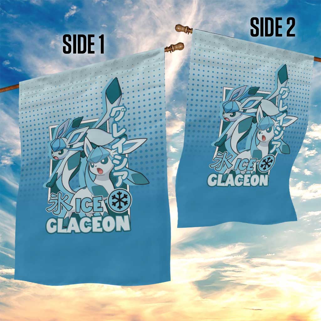 Glaceon from Poké Garden Flag with Ice Type Ability and Elegant Pose Design - The Mazicc