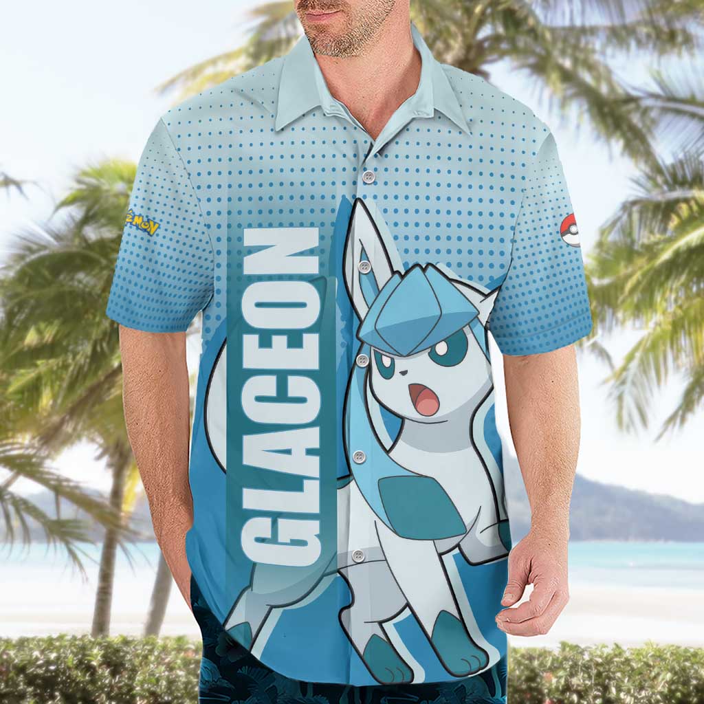 Glaceon from Poké Hawaiian Shirt with Ice Type Ability and Elegant Pose Design - The Mazicc