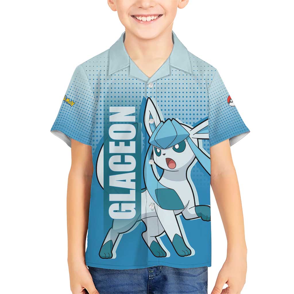 Glaceon from Poké Hawaiian Shirt with Ice Type Ability and Elegant Pose Design - The Mazicc