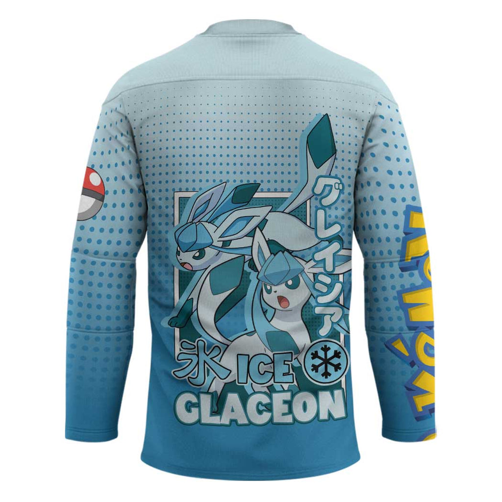Glaceon from Poké Hockey Jersey with Ice Type Ability and Elegant Pose Design - The Mazicc