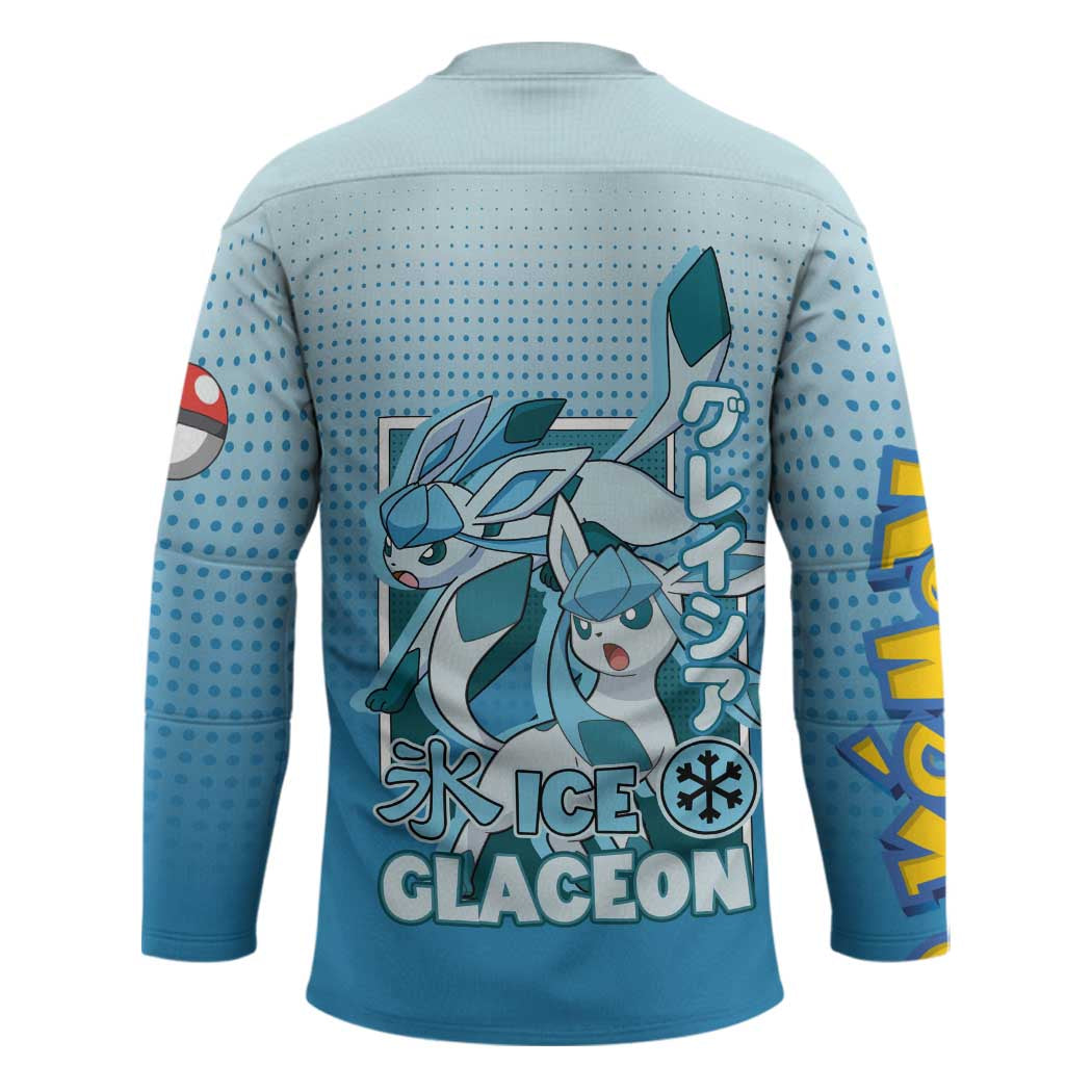 Glaceon from Poké Hockey Jersey with Ice Type Ability and Elegant Pose Design - The Mazicc