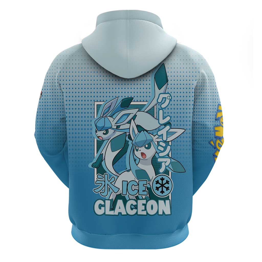Glaceon from Poké Hoodie with Ice Type Ability and Elegant Pose Design - The Mazicc