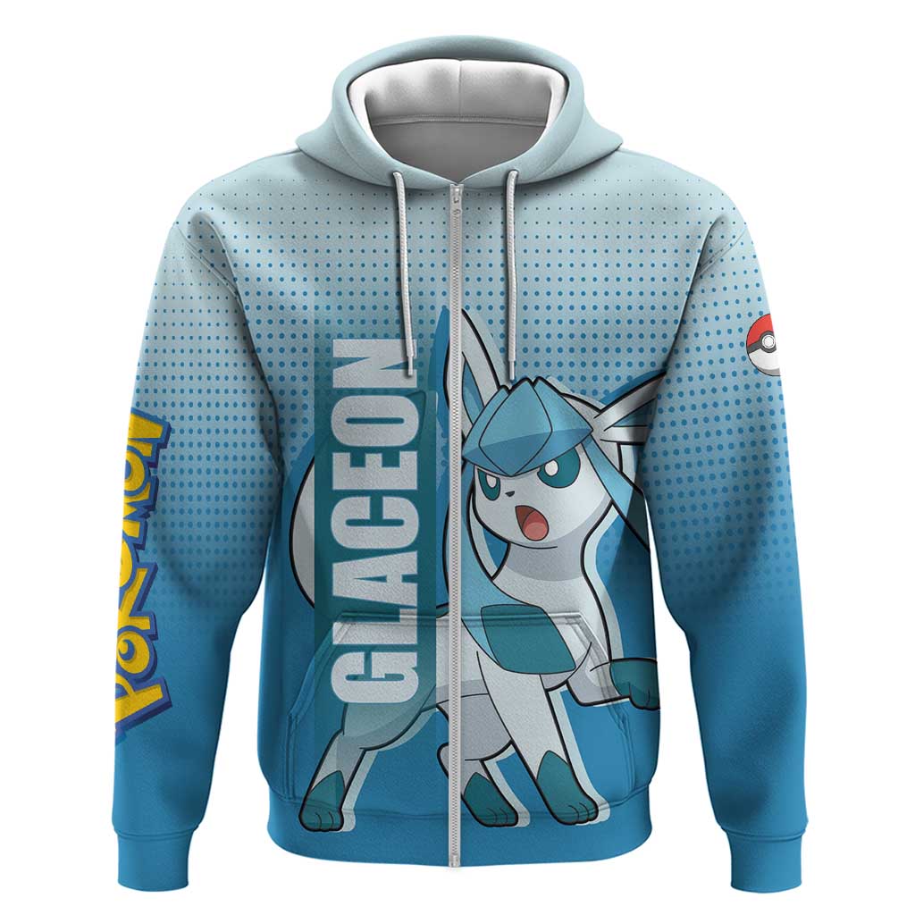 Glaceon from Poké Hoodie with Ice Type Ability and Elegant Pose Design - The Mazicc