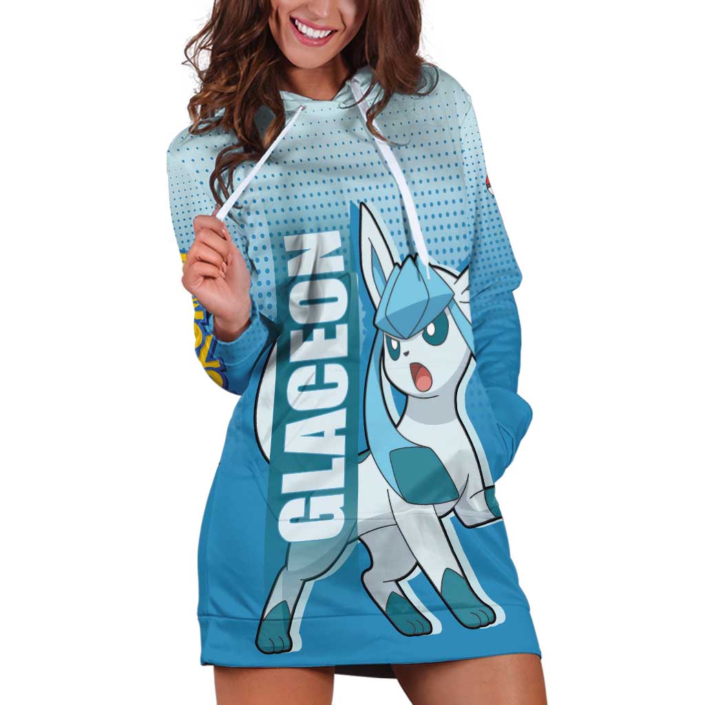 Glaceon from Poké Hoodie Dress with Ice Type Ability and Elegant Pose Design - The Mazicc