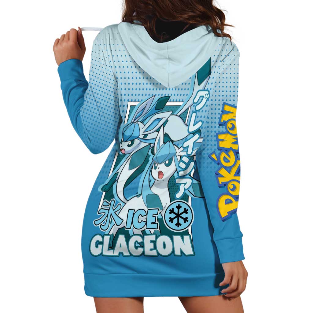 Glaceon from Poké Hoodie Dress with Ice Type Ability and Elegant Pose Design - The Mazicc