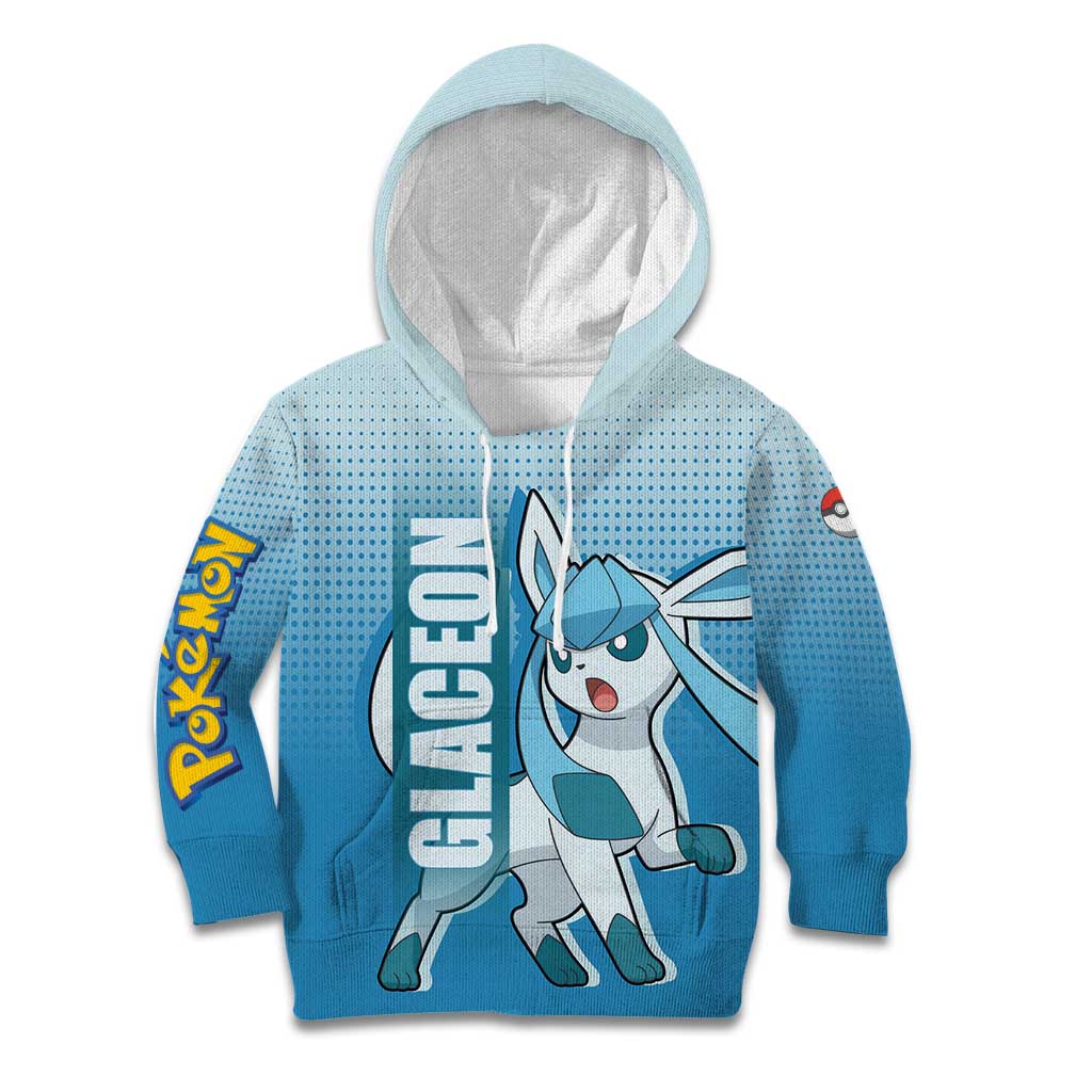 Glaceon from Poké Kid Hoodie with Ice Type Ability and Elegant Pose Design - The Mazicc