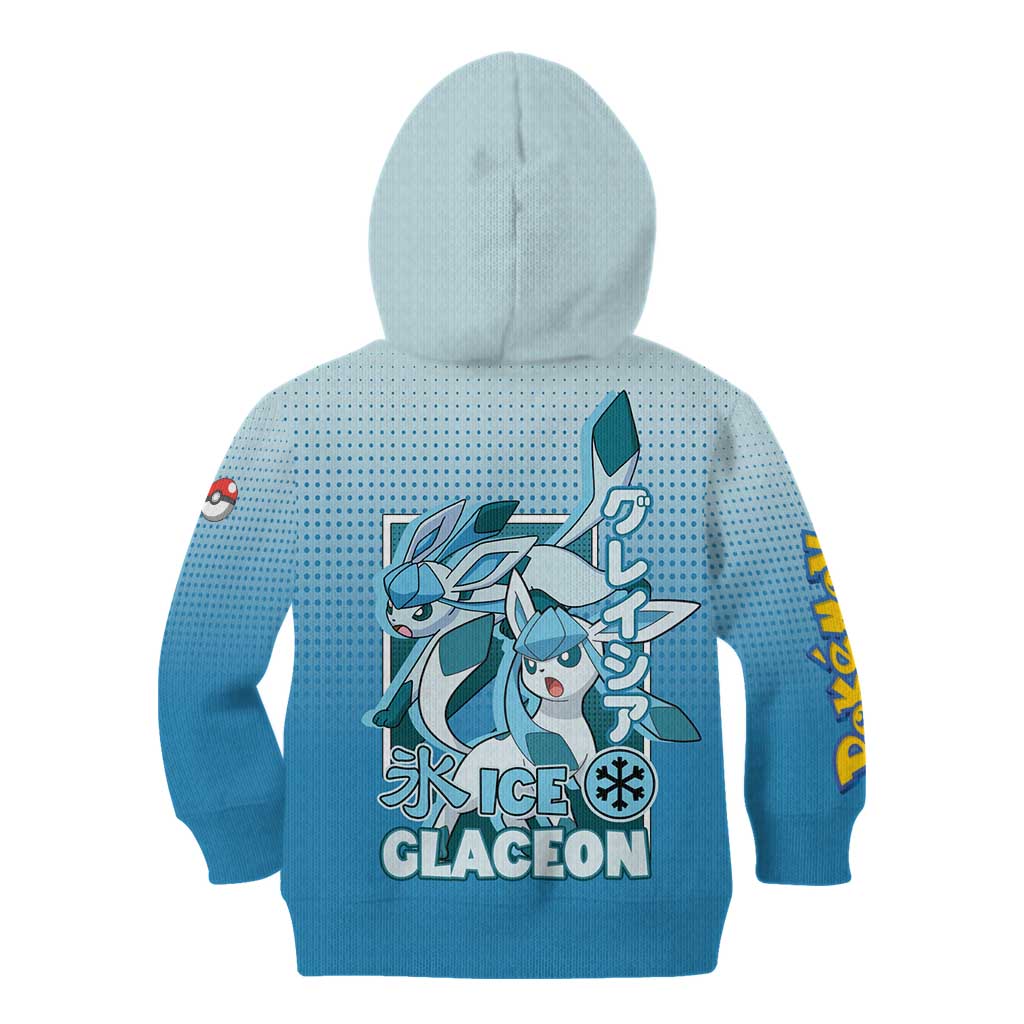 Glaceon from Poké Kid Hoodie with Ice Type Ability and Elegant Pose Design - The Mazicc