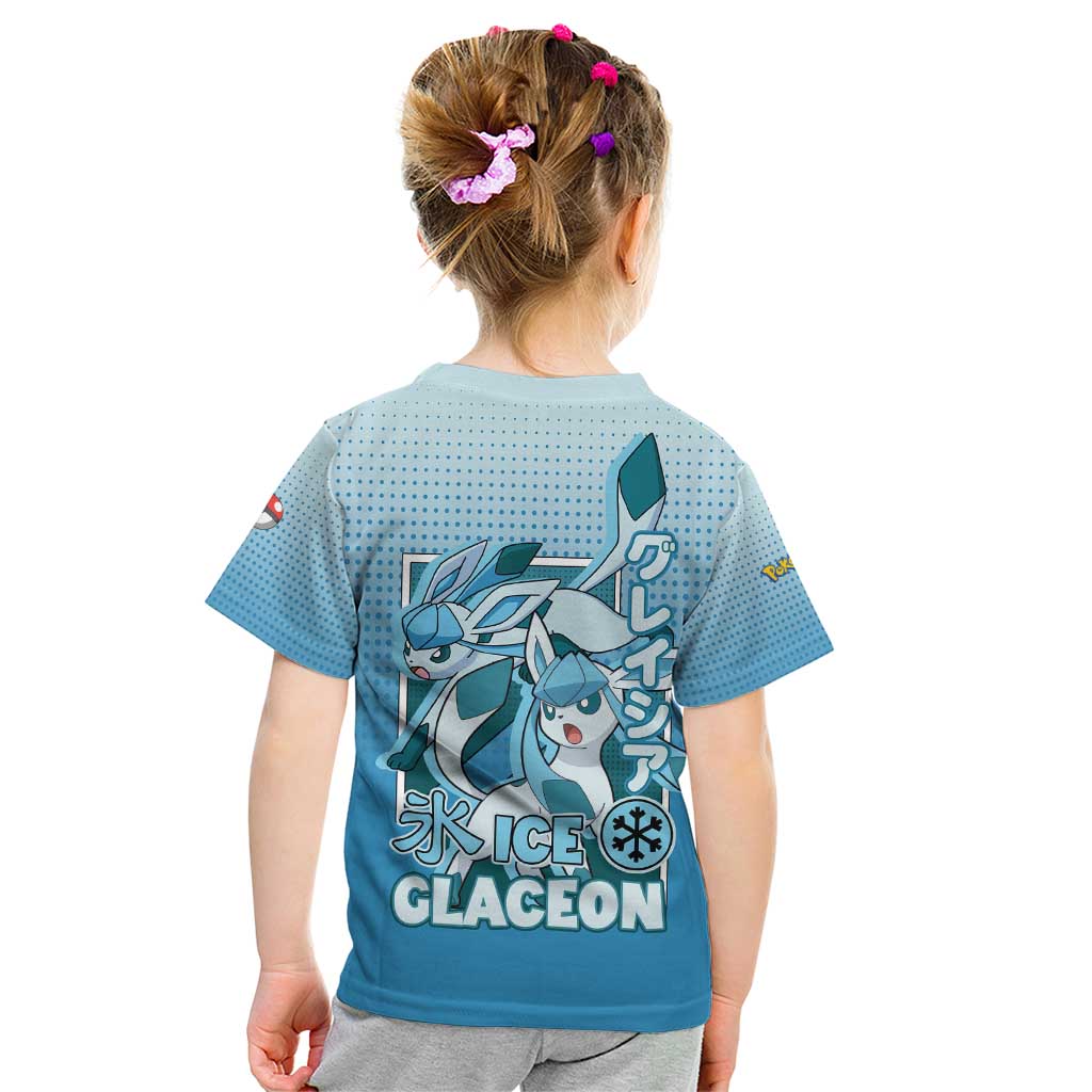Glaceon from Poké Kid T Shirt with Ice Type Ability and Elegant Pose Design - The Mazicc