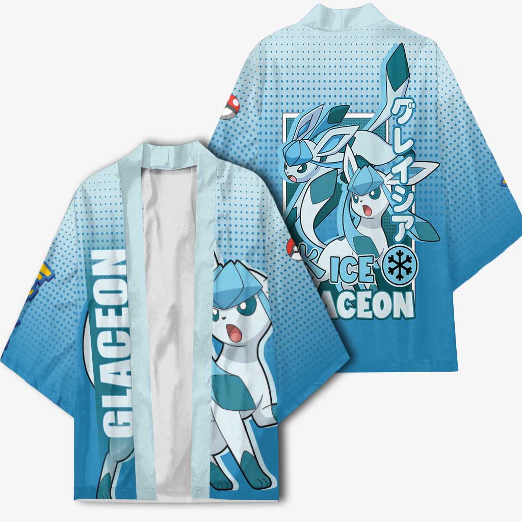 Glaceon from Poké Kimono with Ice Type Ability and Elegant Pose Design - The Mazicc
