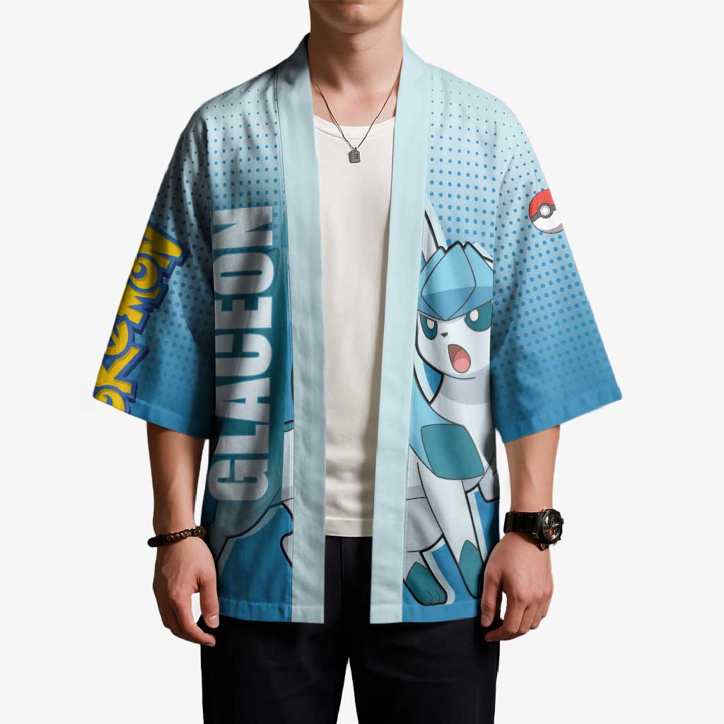 Glaceon from Poké Kimono with Ice Type Ability and Elegant Pose Design - The Mazicc