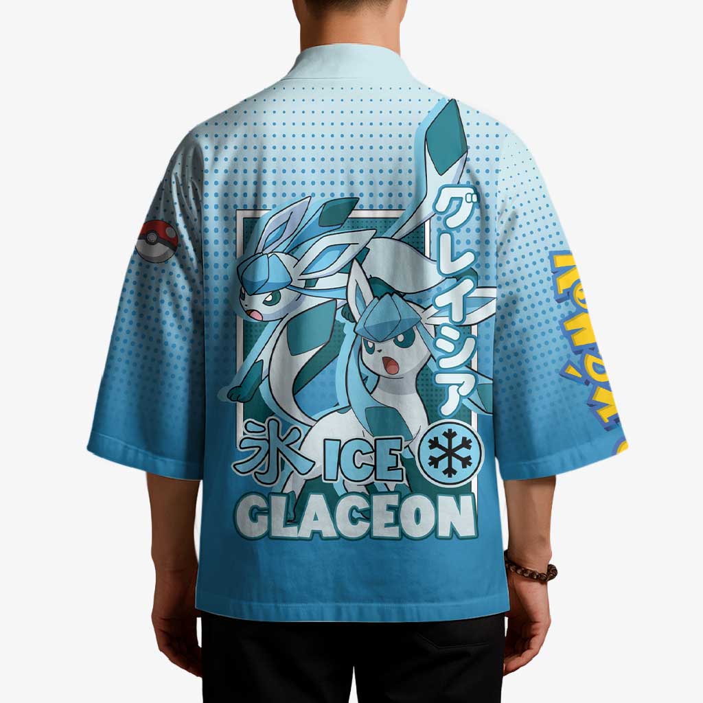 Glaceon from Poké Kimono with Ice Type Ability and Elegant Pose Design - The Mazicc
