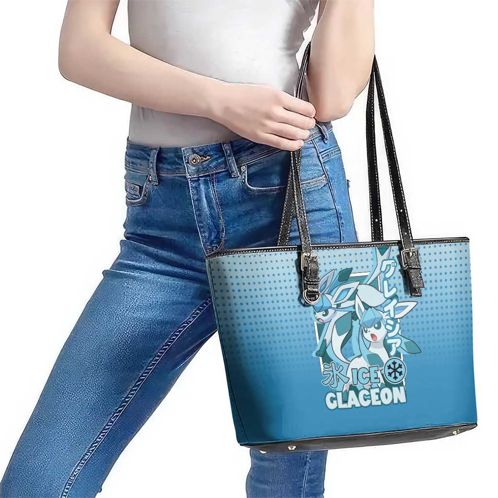 Glaceon from Poké Leather Tote Bag with Ice Type Ability and Elegant Pose Design - The Mazicc