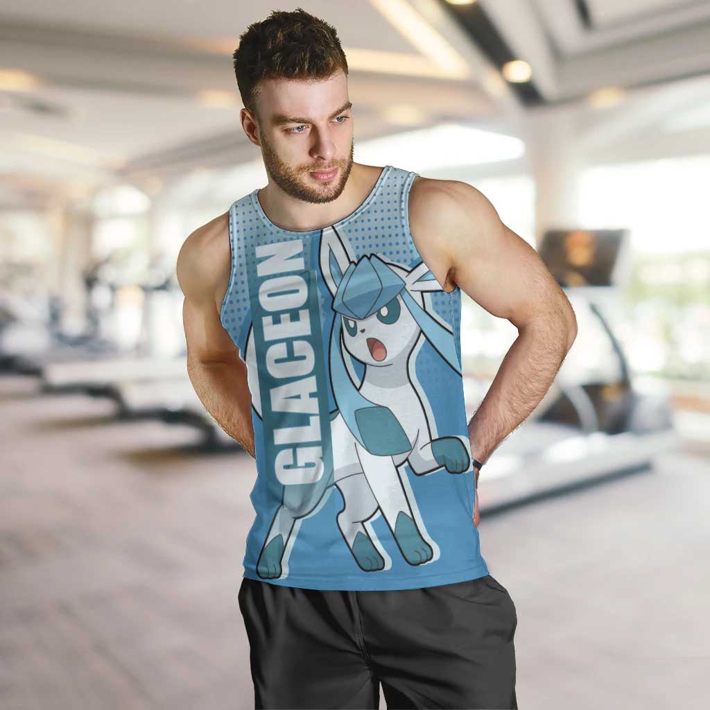 Glaceon from Poké Men Tank Top with Ice Type Ability and Elegant Pose Design - The Mazicc