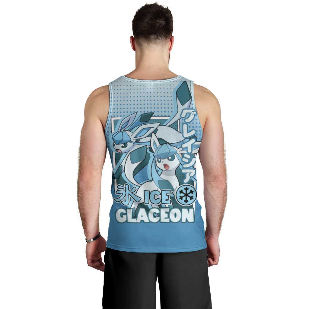 Glaceon from Poké Men Tank Top with Ice Type Ability and Elegant Pose Design - The Mazicc