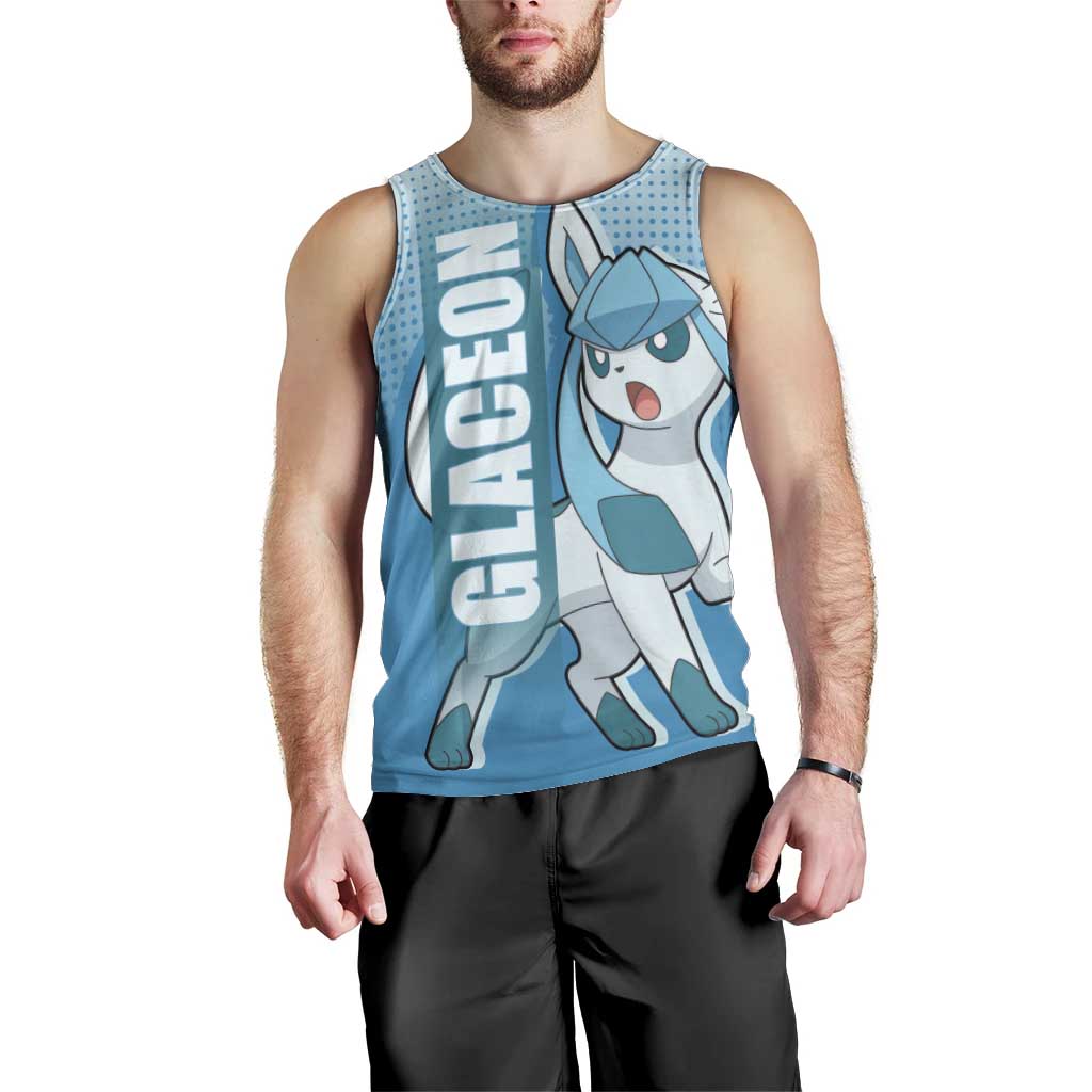 Glaceon from Poké Men Tank Top with Ice Type Ability and Elegant Pose Design - The Mazicc