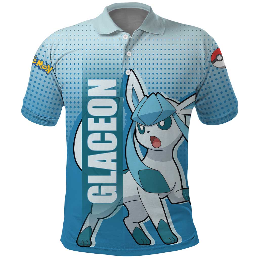 Glaceon from Poké Polo Shirt with Ice Type Ability and Elegant Pose Design - The Mazicc