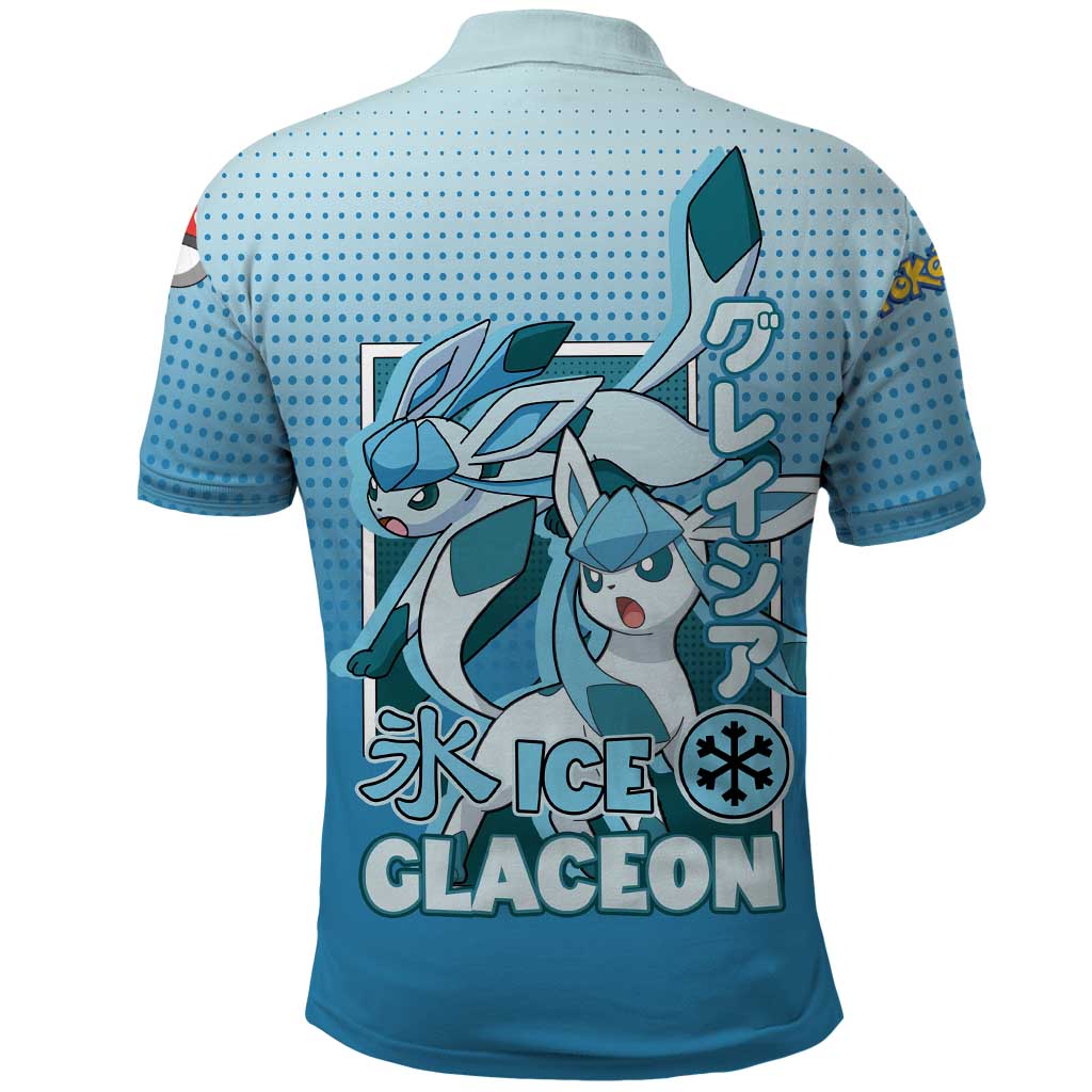 Glaceon from Poké Polo Shirt with Ice Type Ability and Elegant Pose Design - The Mazicc