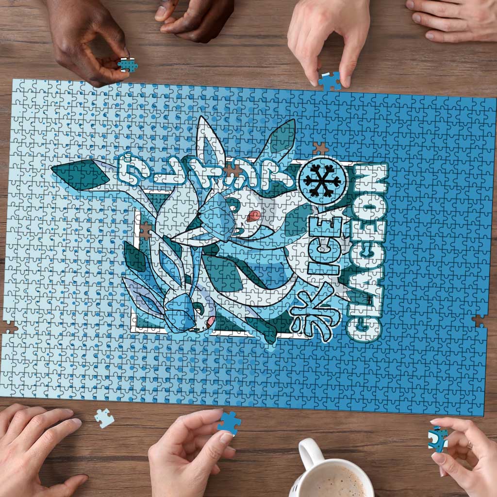 Glaceon from Poké Puzzle with Ice Type Ability and Elegant Pose Design - The Mazicc
