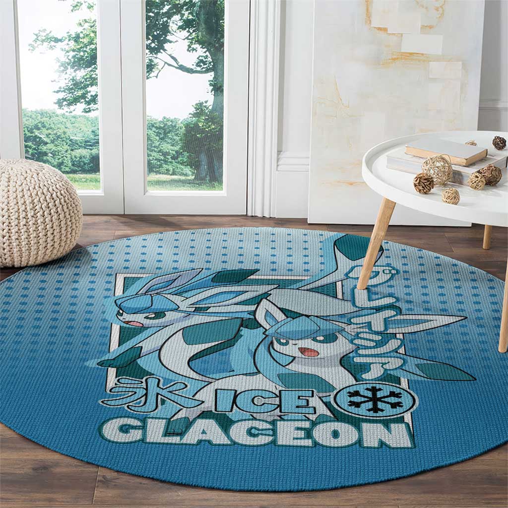 Glaceon from Poké Round Carpet with Ice Type Ability and Elegant Pose Design - The Mazicc