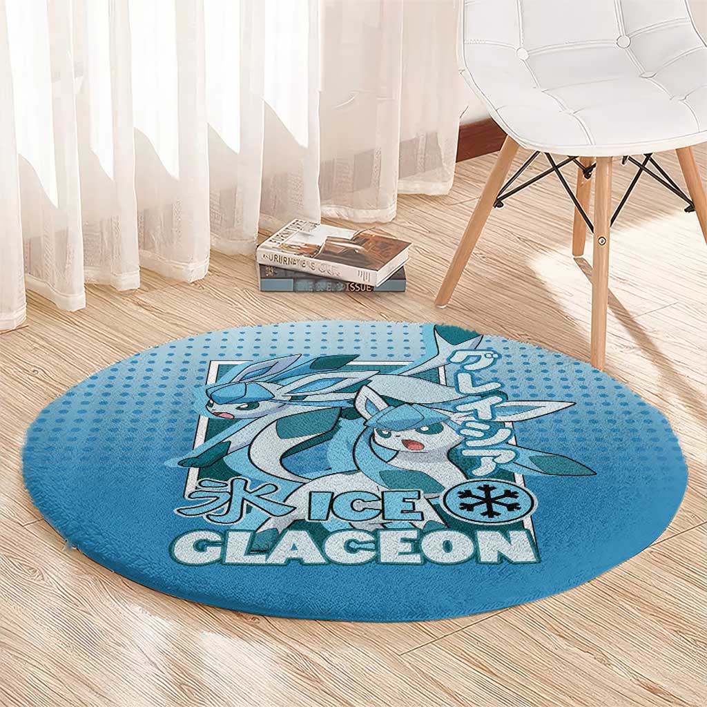 Glaceon from Poké Round Carpet with Ice Type Ability and Elegant Pose Design - The Mazicc